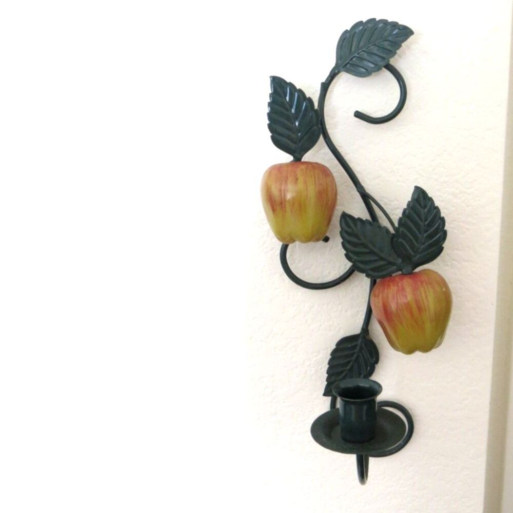 Vintage Homco Home Interiors Apple Wall Candle Sconce 80's EUC